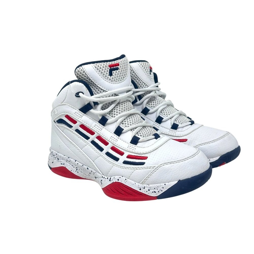 Fila Spitfire Boys 4 Mid-Cut White Red Blue Youth Basketball Sneakers - Picture 16 of 16